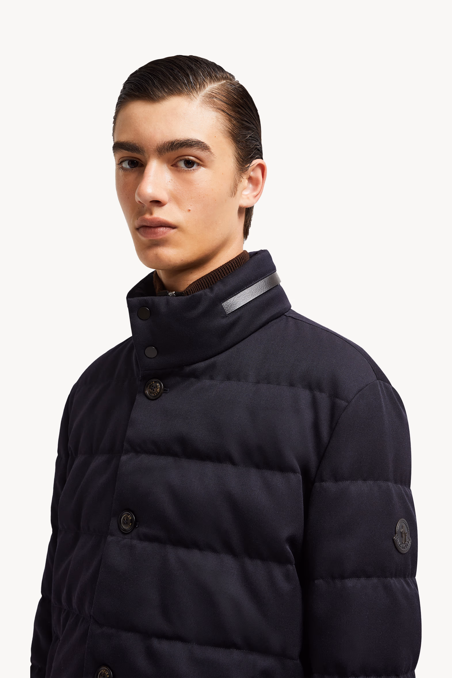 Vallonpierre Hooded Long Down Jacket Men Night Blue Moncler 4